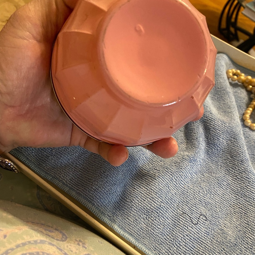 Vintage sugar bowl with metal flip lid - Picture 3 of 7